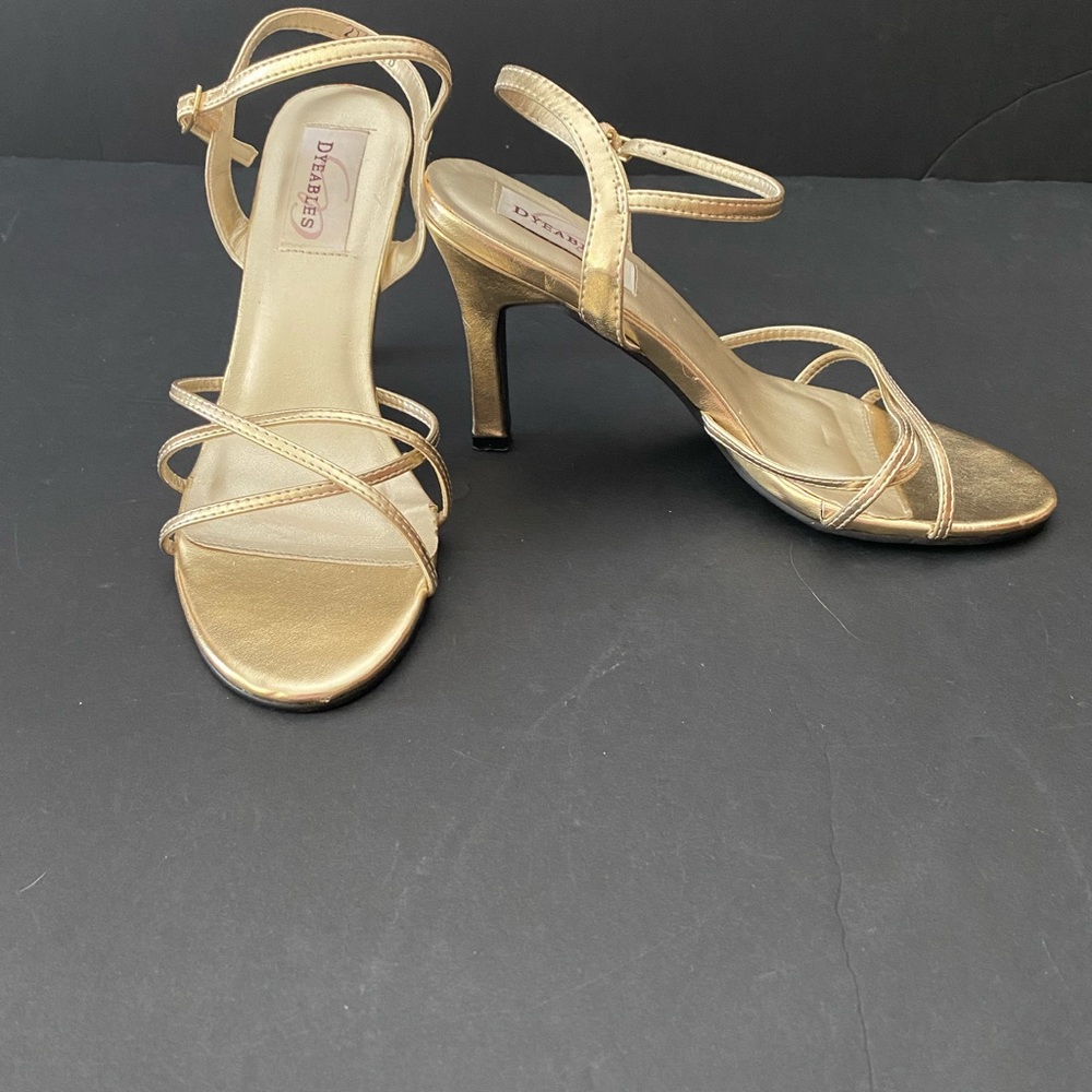 Dyeable Riviera women's gold heels sandals